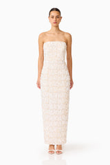 Silvana Column Gown in Cream with embellishments front shot