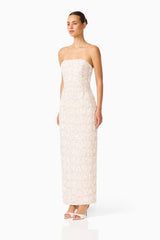Silvana Column Gown in Cream with embellishments side shot