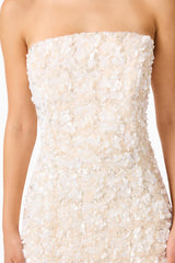 Silvana Column Gown in Cream with embellishments detail shot