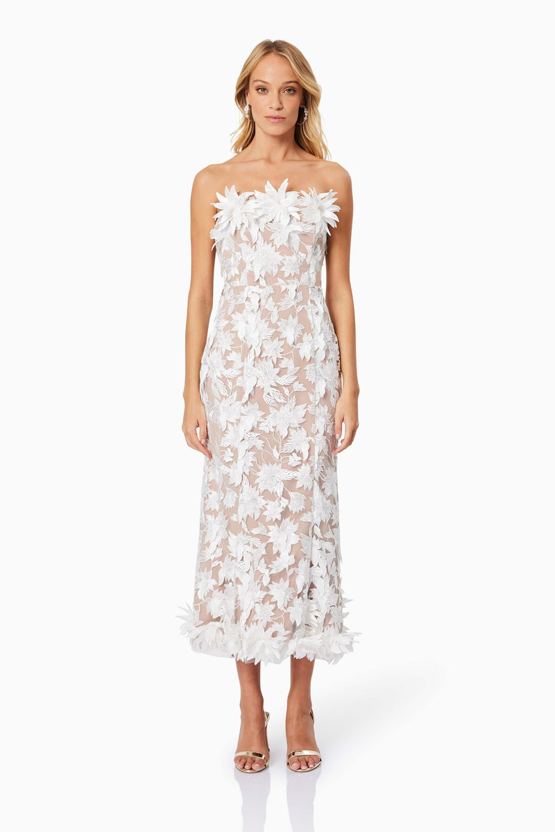 Valentina Midi Cocktail Dress in White – Elliatt