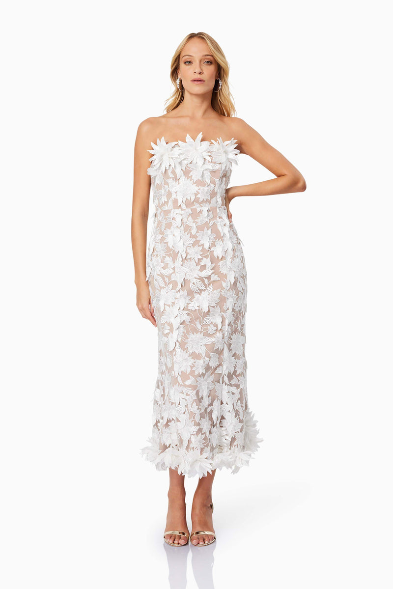 Valentina Midi Cocktail Dress in White – Elliatt