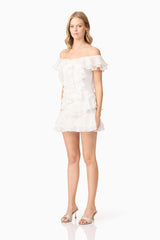 Melissa Tiered Mini Dress in White