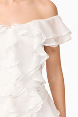 Melissa Tiered Mini Dress in White