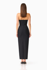 Natasia Embellished Maxi Dress in Black with zipper back back shot 