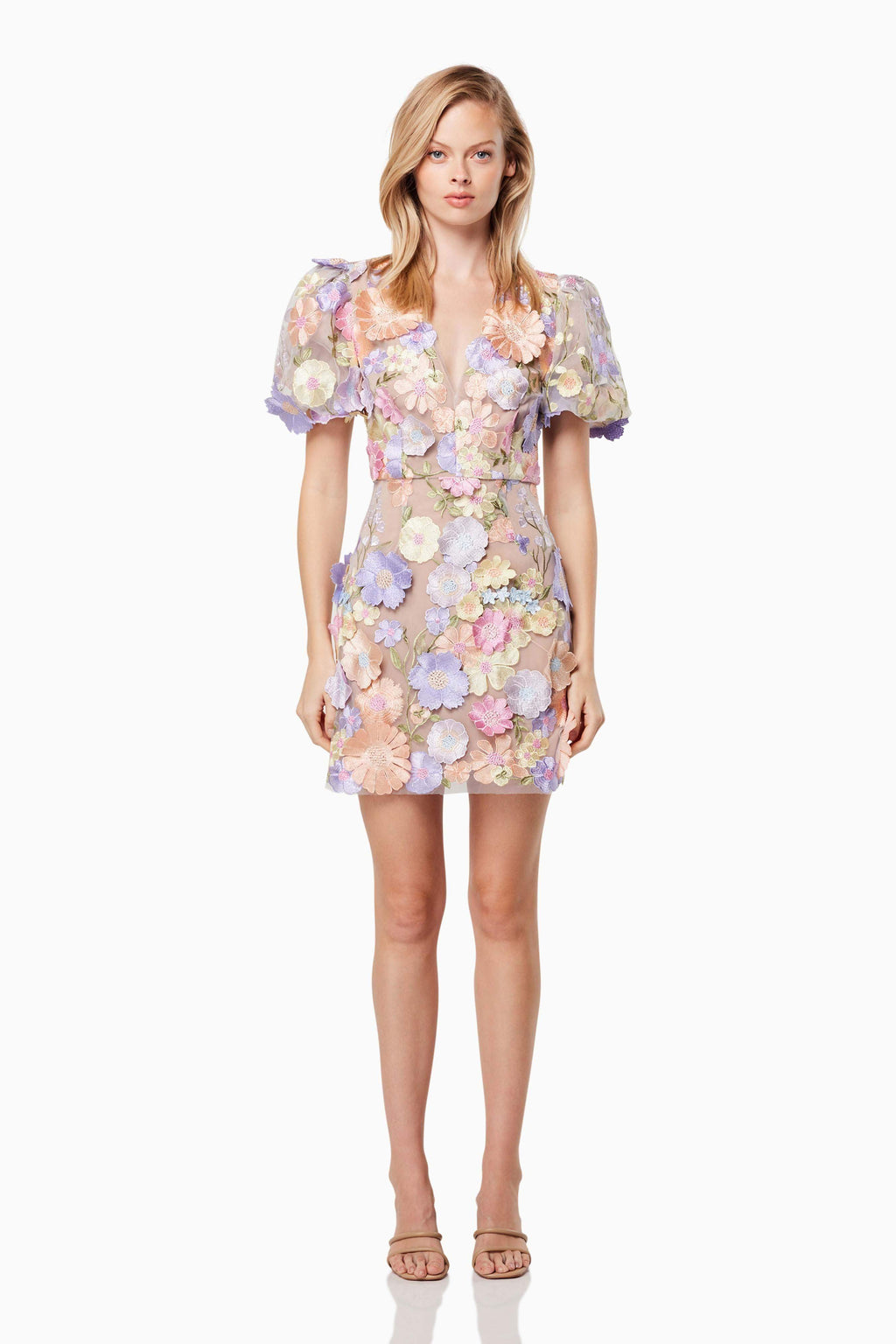 anthea mini dress blue ELLIATT in Beige Floral dress