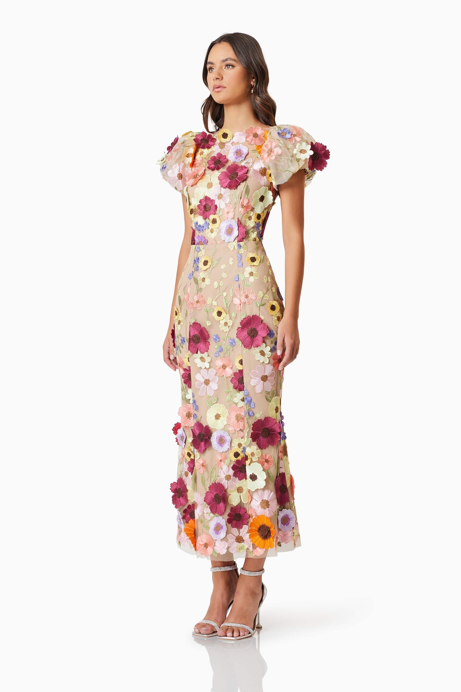 Astraea 3D Lace Maxi Dress In Pink – Elliatt