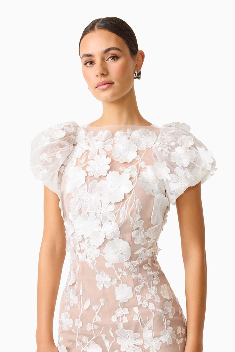 Astraea 3D Lace Maxi Dress In White Elliatt Astraea 3D Lace Maxi Dress In White Elliatt