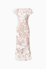 Astraea 3D Lace Maxi Dress In White ghost shot