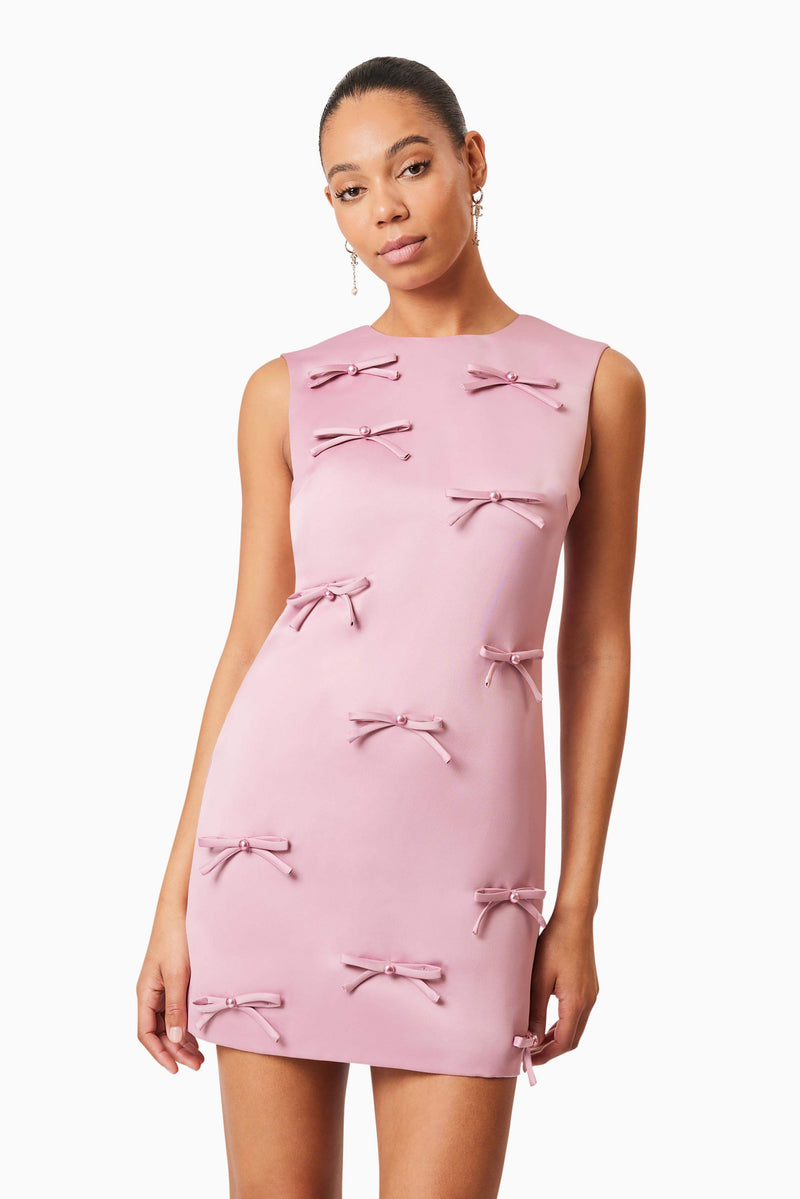 Rose Bow Shift Dress in Pink | Pearl Detail Elliatt Rose Bow Shift Dress in Pink | Pearl Detail Elliatt