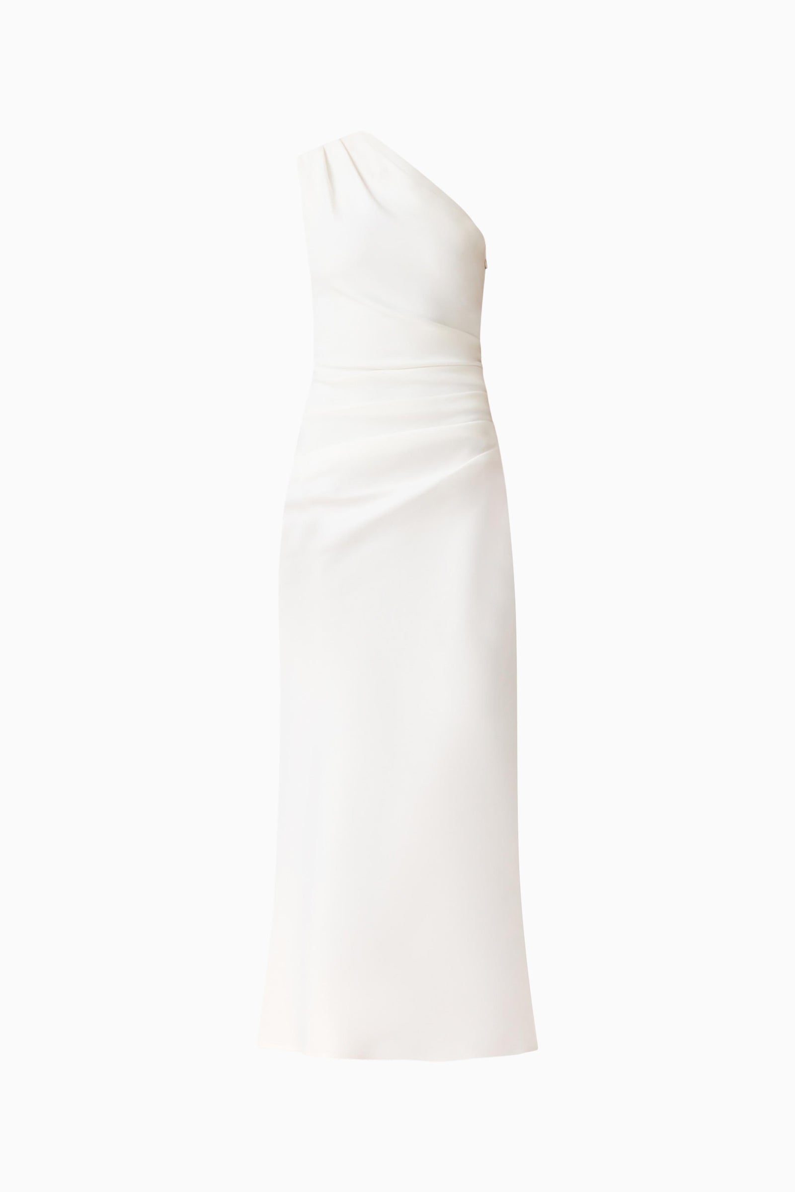 strapless open back dress Skye One Shoulder Gown in White – Fitted Maxi – Elliatt