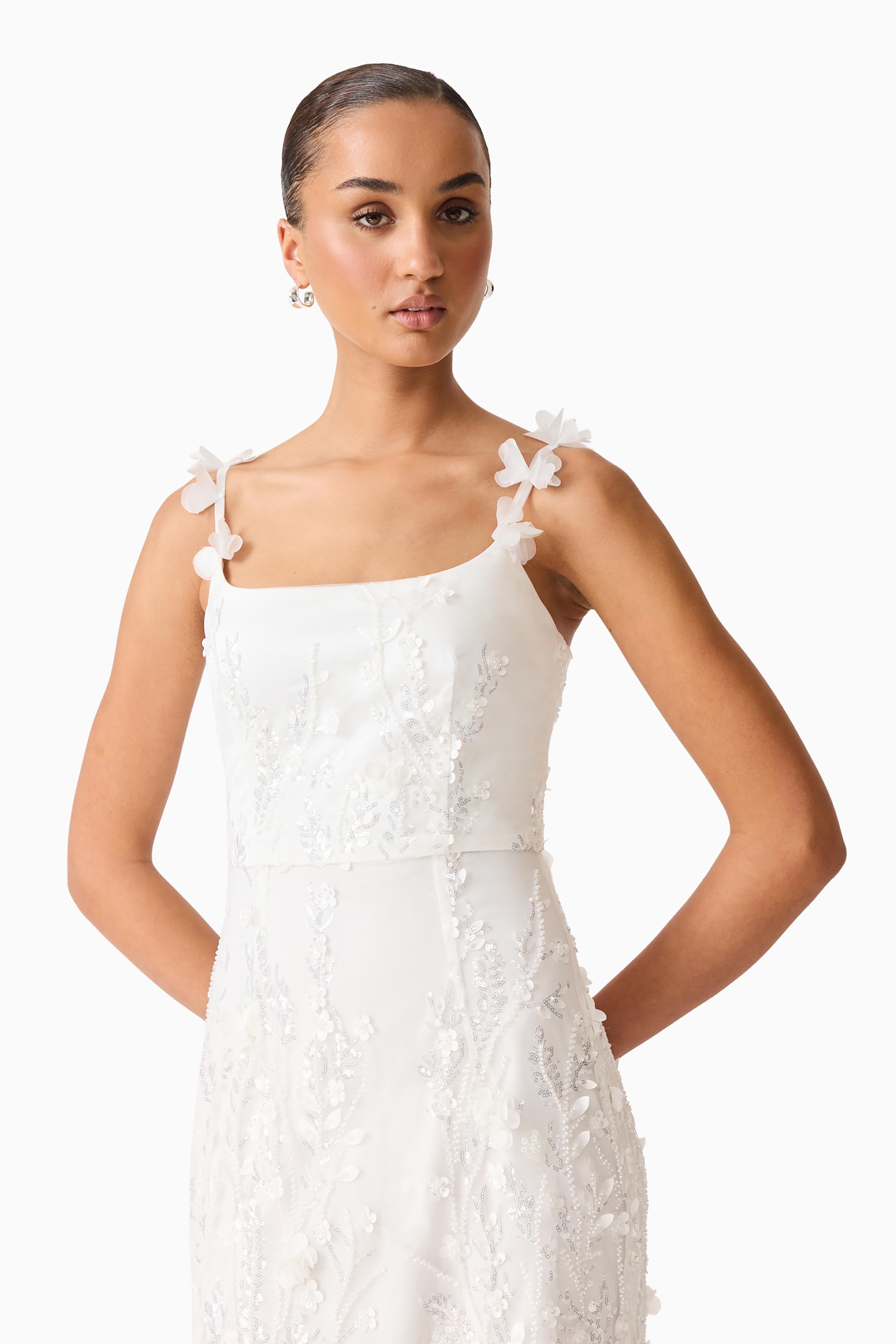 Rina Beaded Gown in White