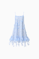 Rina Embellished Shift Mini Dress in Blue ghost shot