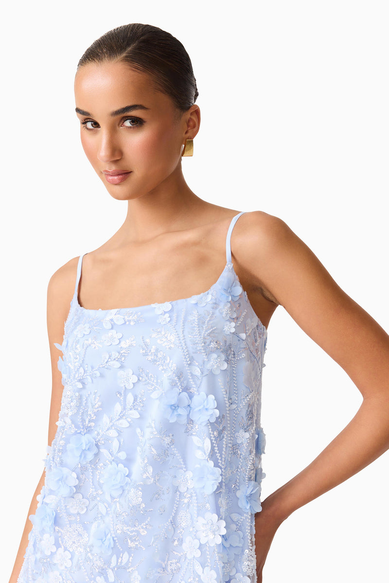 embellished shift mini dress Rina Embellished Shift Mini Dress in Blue