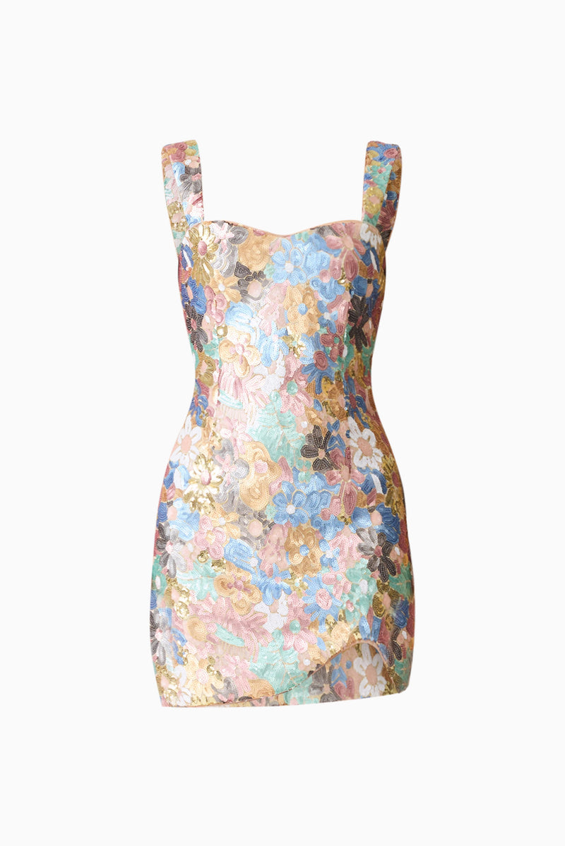 Athea Sequin Mini Dress in Floral | Sequin Detail  Elliatt