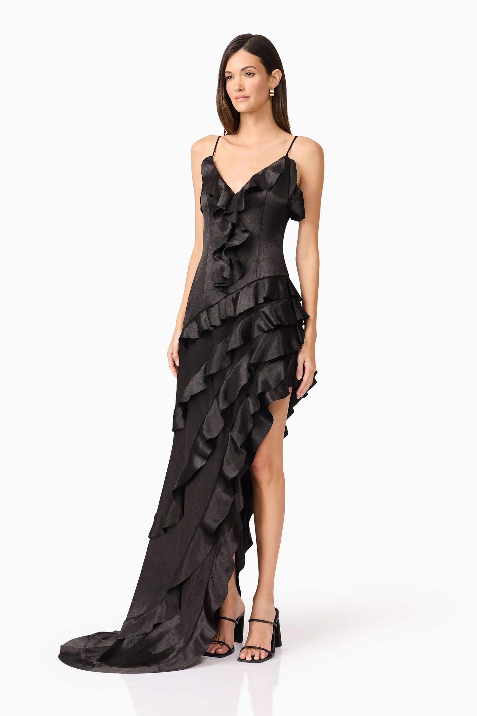 Kyla Asymmetrical Gown In Black Kyla Asymmetrical Gown In Black