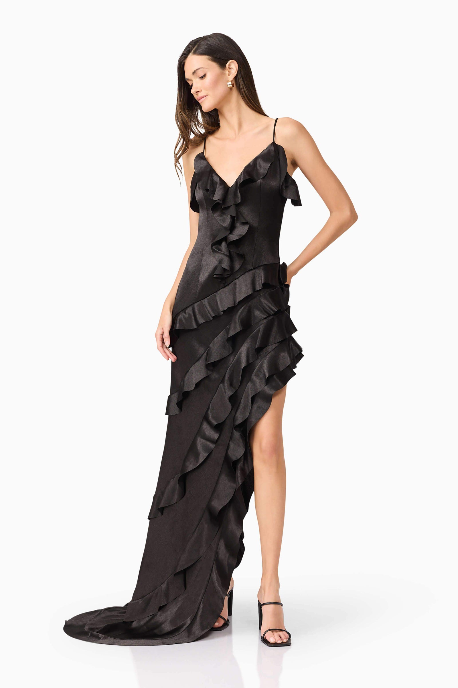 Kyla Asymmetrical Gown In Black Elliatt Kyla Asymmetrical Gown In Black Elliatt