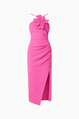 Janelle 3D Midi Dress In Pink ghost shot
