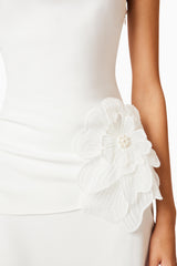  Janelle One Shoulder Gown In White detail shot