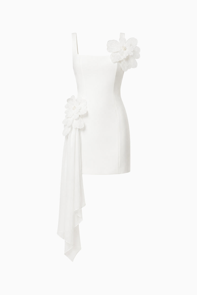 janelle party mini dress in white open lace back dress Janelle Party Mini Dress In White