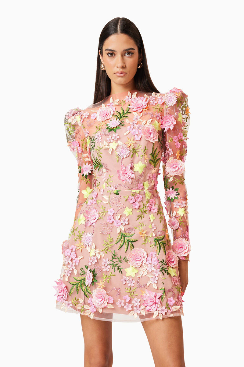 elliatt aella mini dress Aella Embroidered Mini Dress In Pink by Elliatt