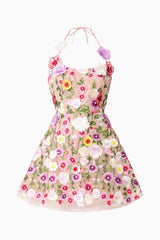 Neve A-Line Mini Dress in Pink Floral ghost shot