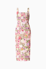 Neve Applique Midi Dress in Pink Floral ghost shot
