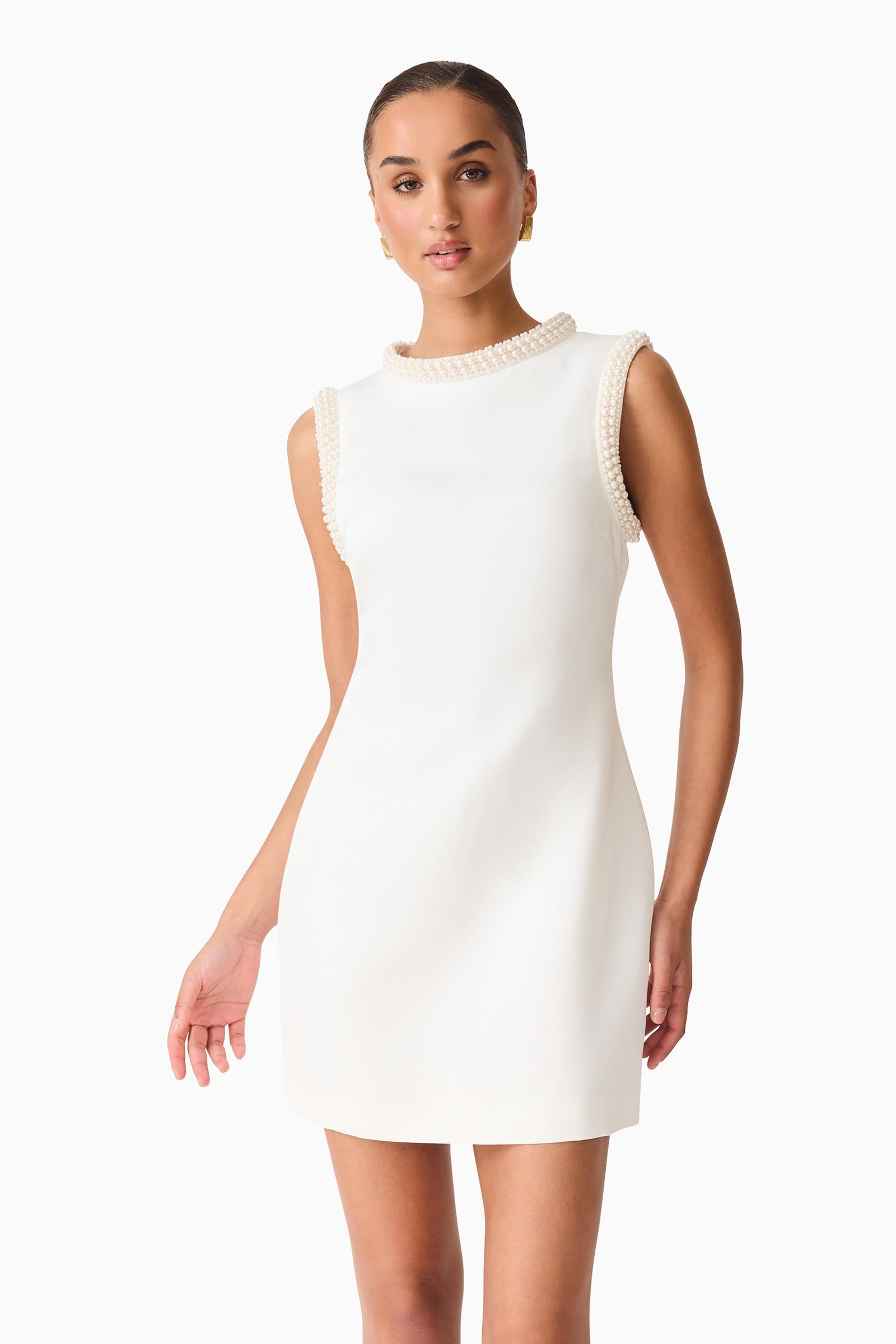 elie saab white mini dress Sia Shift Mini Dress in White