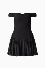 Elva Off Shoulder Mini Dress in Black ghost shot