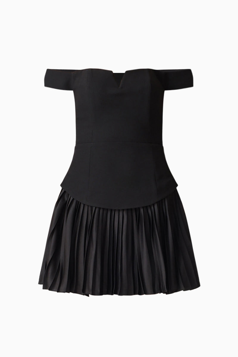 Elva Off Shoulder Mini Dress in Black | Pleated Mini Elliatt Elva Off Shoulder Mini Dress in Black | Pleated Mini Elliatt