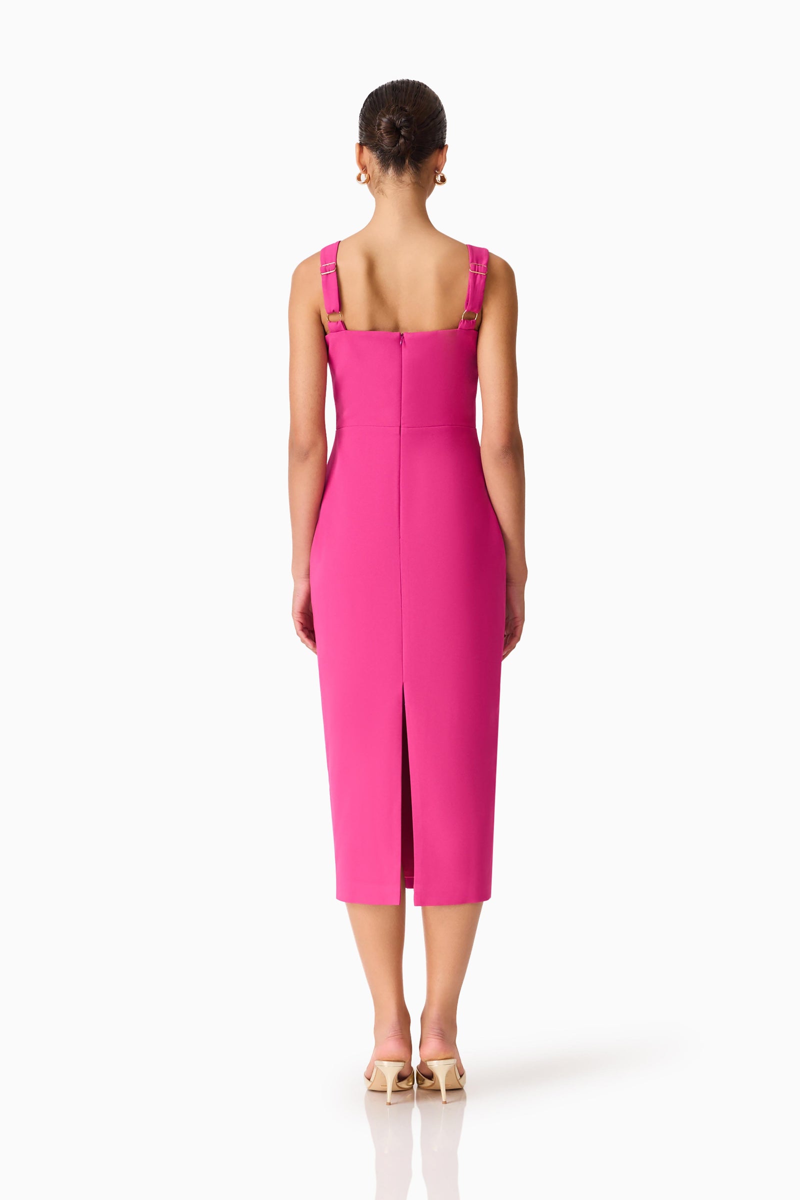 Elva Fitted Midi Dress - Pink - XL - ELLIATT Elva Fitted Midi Dress - Pink - XL - ELLIATT