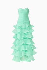 Evelin Tiered Gown in Mint Green ghost shot