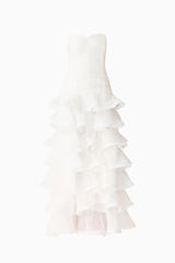 Evelin Tiered Gown in White ghost shot 