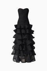 Evelin Tiered Gown in Black