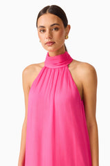 Carla Halter Gown in Pink with halter neckline detail shot