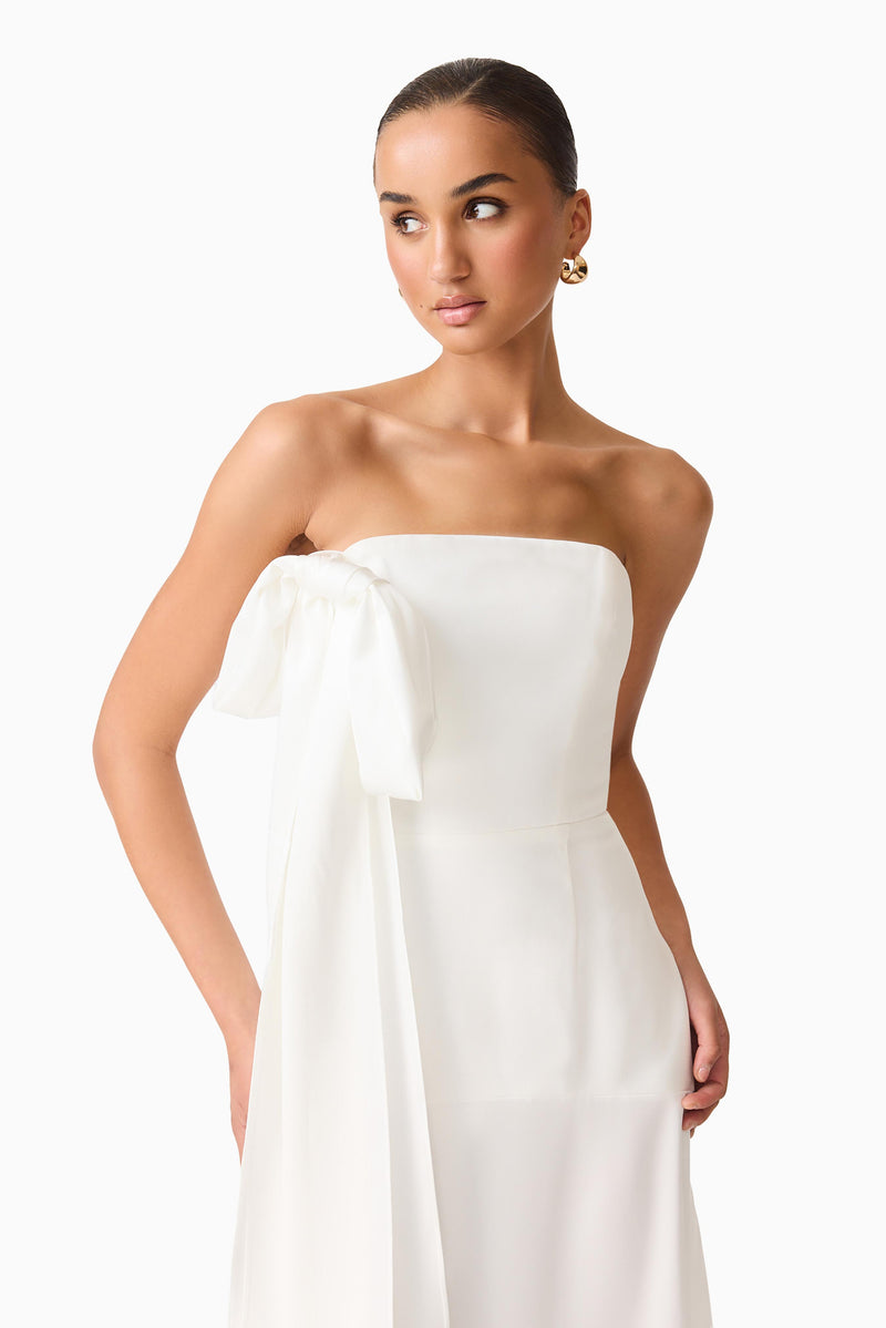 Noralyn Strapless Gown in White | Neck Tie Detailing Elliatt Noralyn Strapless Gown in White | Neck Tie Detailing Elliatt