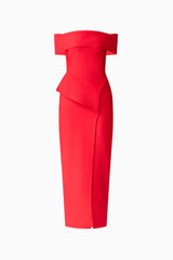 Celia Off Shoulder Gown in Red ghost shot 