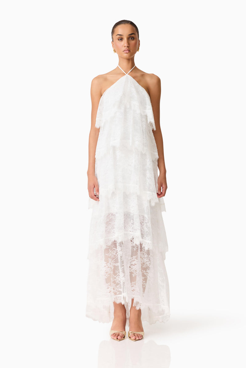 Evelin Lace Gown - White - L
