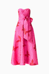 The Lorena Jacquard Strapless Gown in Pink 