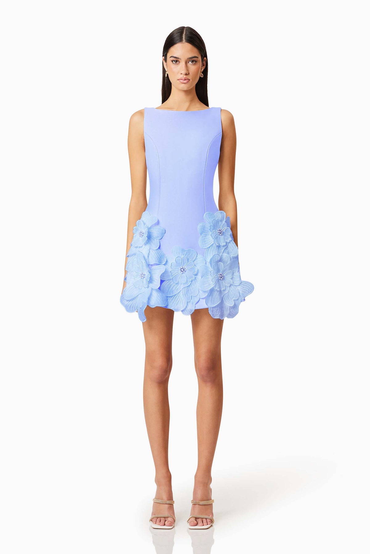 elliatt ruffled a-line dress A-Line Mini Dress Set Up with Deep V, Zip, Elegant High Neck, Stretch,