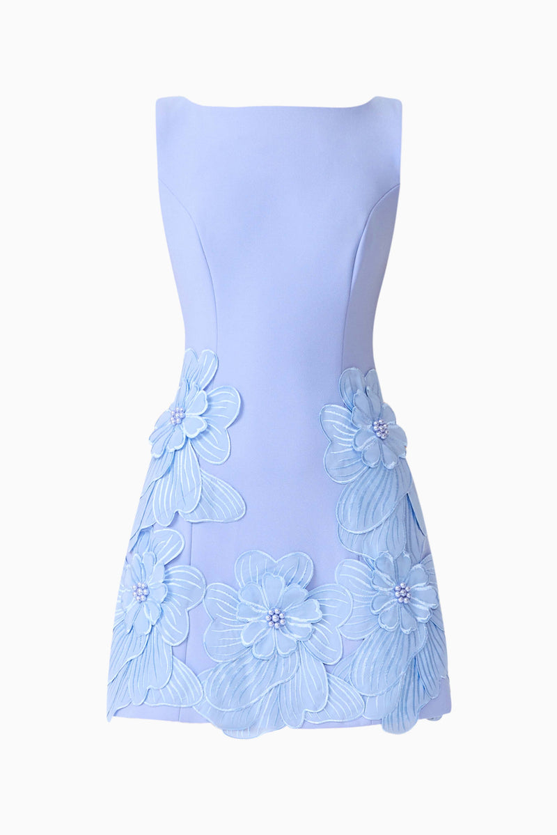 Janelle Mini Dress in Blue ghost imagery
