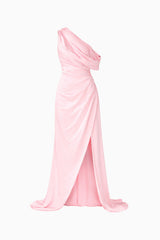 Isadora Off The Shoulder Gown in Pale Pink ghost shot
