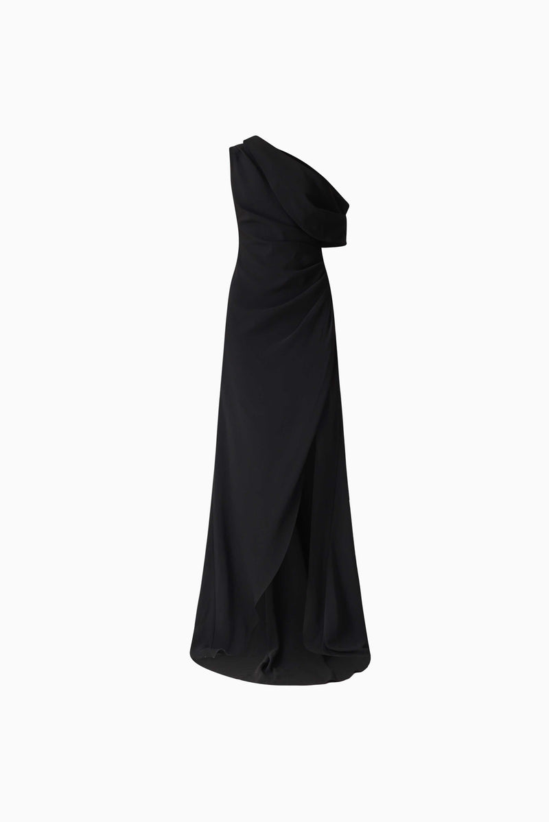 Isadora Off The Shoulder Maxi Gown in Black ghost imagery