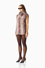 Winona Vest in Brown with collared neckline & sleeveless design side shot