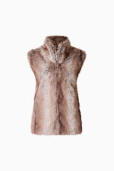 Winona Vest in Brown with collared neckline & sleeveless design ghost shot