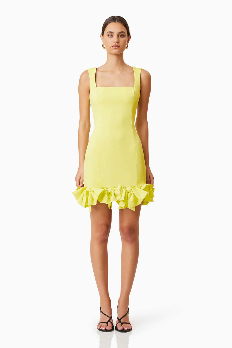 Kennedy Mini Bow Dress In Yellow Elliatt Kennedy Mini Bow Dress In Yellow Elliatt