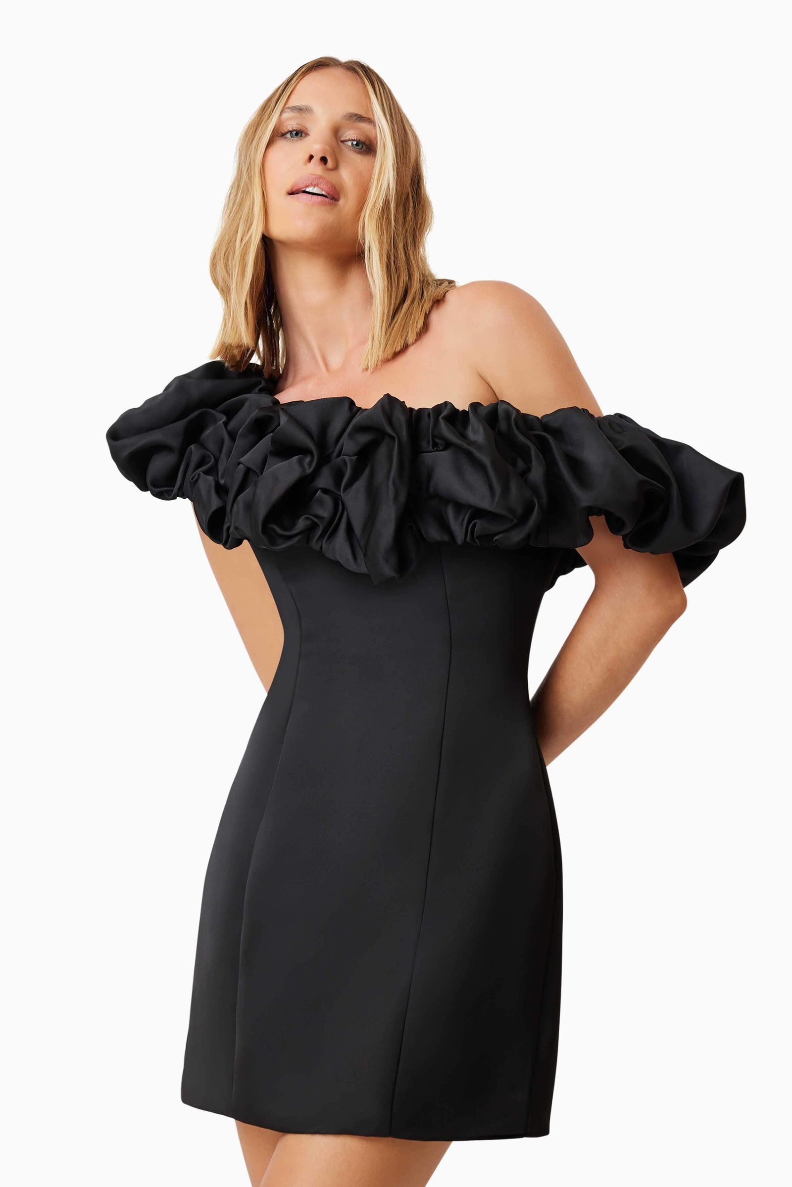 red and black lace mini dress Elegant Gothic Black Lace Mini Dress with Flared Sleeves main image 1