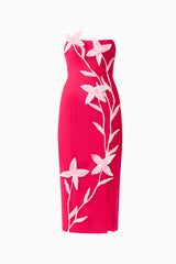 Ilaria Strapless Midi Dress in Red ghost shot