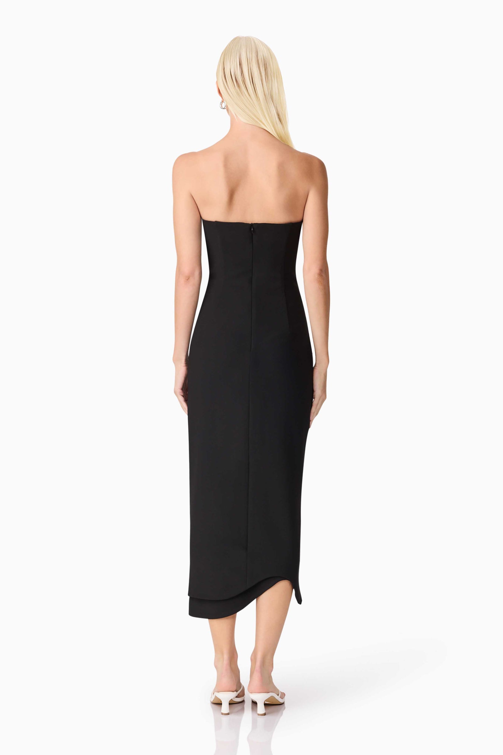 Ilaraia Sweetheart Midi Dress in Black | Features 3D Florals