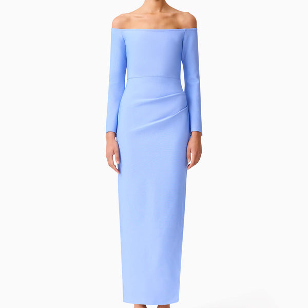 Sonya Long Sleeve Midi Dress in Blue