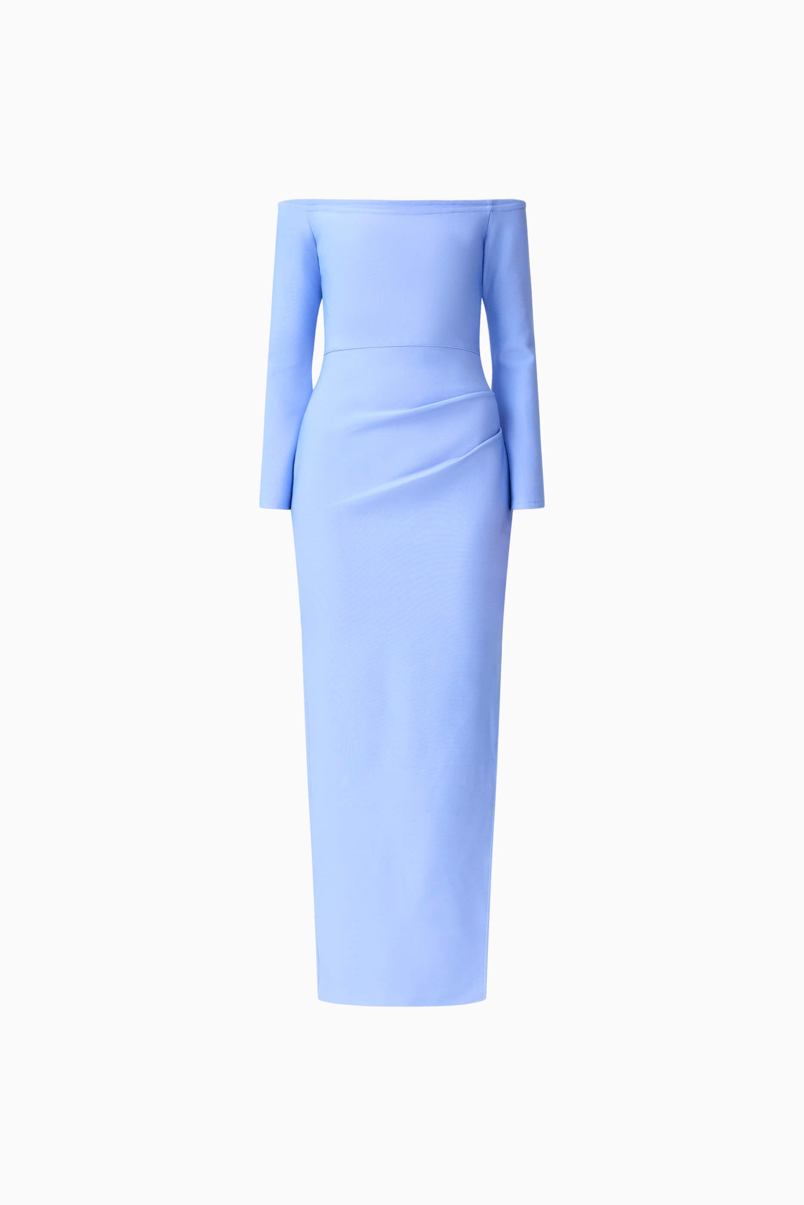 Sonya Long Sleeve Midi Dress in Blue | Off-The-Shoulder Midi  Elliatt
